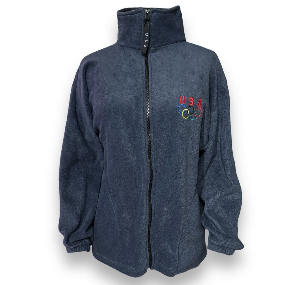 USA Olympic Rings Embroidered Fleece Zip Front Jacket